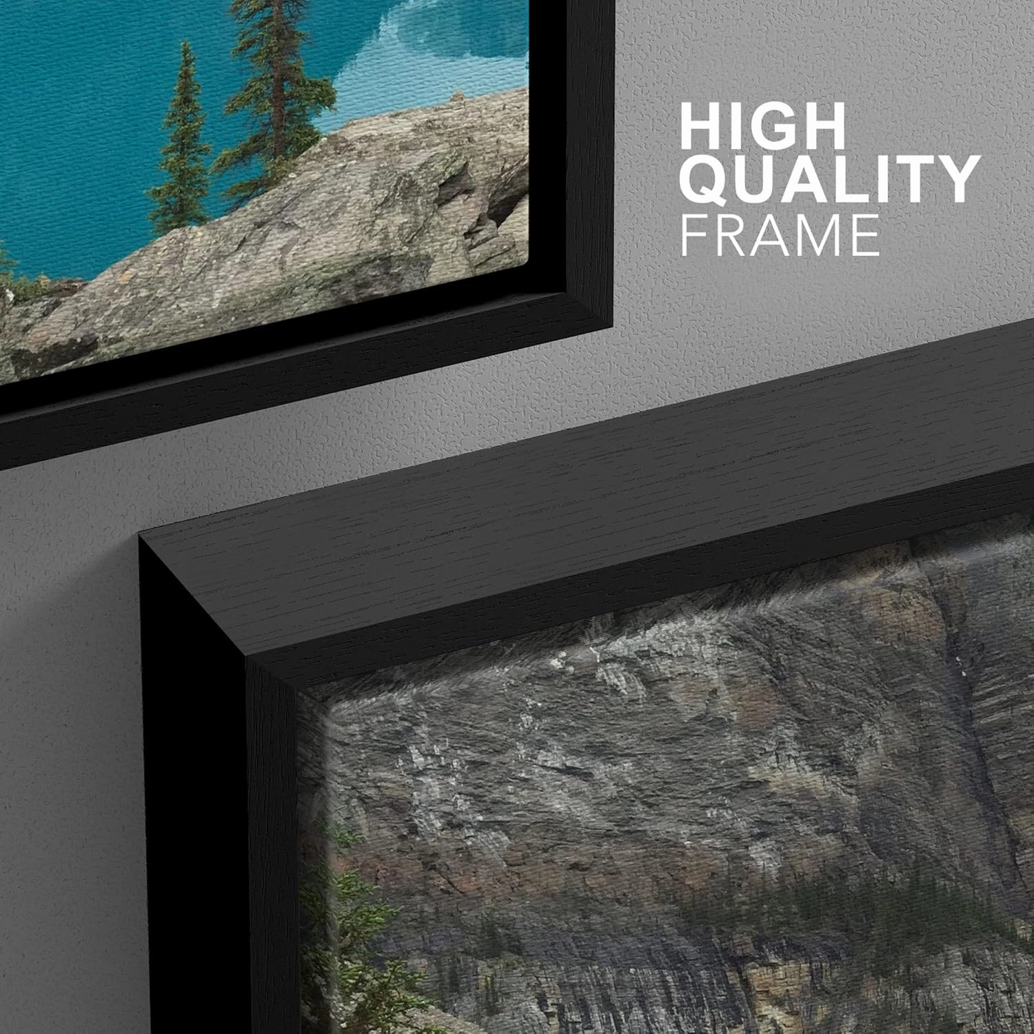 wall26 Framed Wall Art Print Set Bright Blue Lake Reflection of Mountains Nature Wilderness Photography Realism Rustic Colorful Multicolor Ultra for Living Room, Bedroom, Office - 16"x24"x3 Black