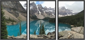 wall26 Framed Wall Art Print Set Bright Blue Lake Reflection of Mountains Nature Wilderness Photography Realism Rustic Colorful Multicolor Ultra for Living Room, Bedroom, Office - 16"x24"x3 Black
