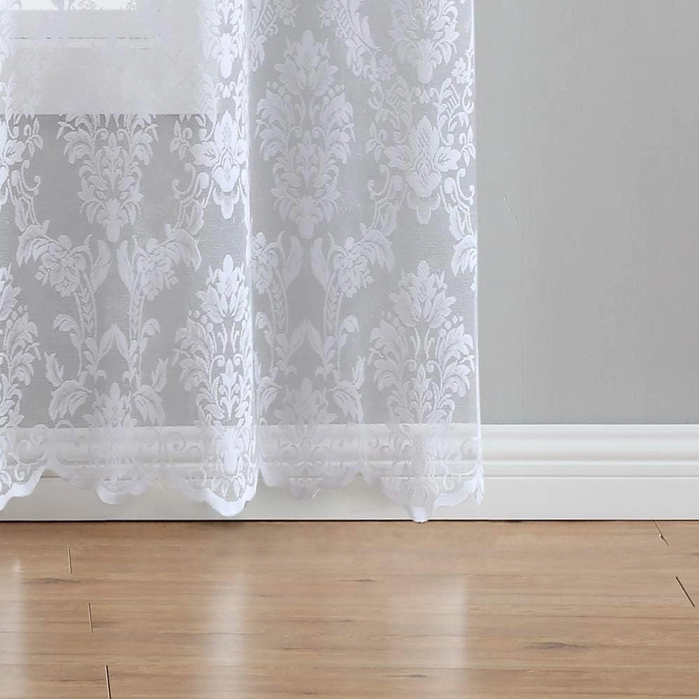 Warm Home Designs Extra Wide 102" x 84" White Color Knitted Lace Patio or Sliding Door Curtains. 16 Grommets Total. Chic, Free Flowing Design at Affordable Price. LI White Patio 84"
