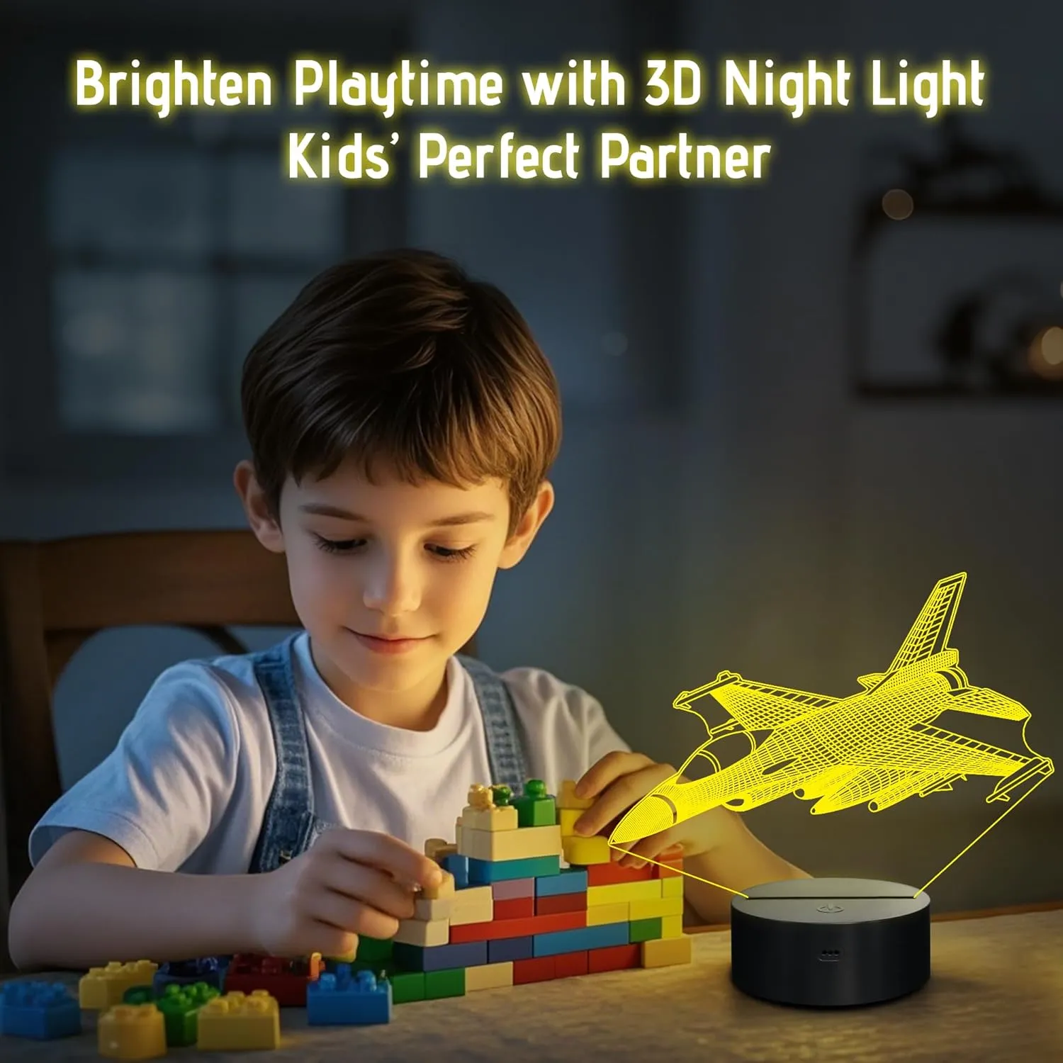 Warplane Night Lights,Kids Airplane 3D Night Light Bedside Lamp Fighter Toy Light 7 Colors Changing with Remote Control Best Christmas Gifts and Birthday Gifts for Boys Girls Kids Baby