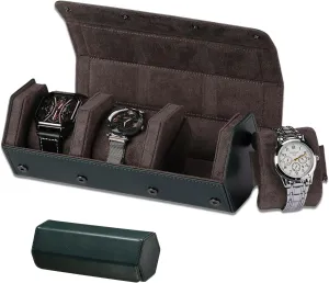 Watch Travel Case for Men: 3 Slot Watch Box Organizer Display Case - Portable Watch Storage & Travel Case - Watch Roll Fits All Wrist Watches & Smart Watches Up to 50mm