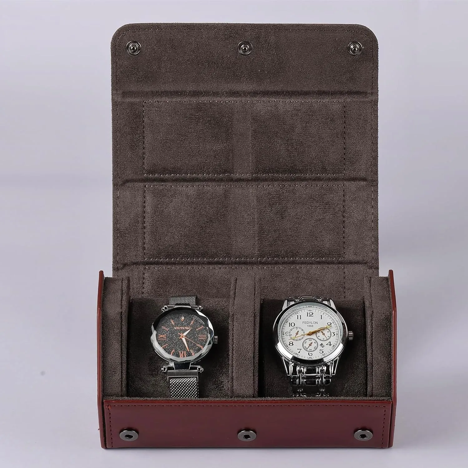 Watch Travel Case Portable Organizer - Luxury Watch Roll Travel Box Recycled Leather Watch Storage and Display for Men and Women