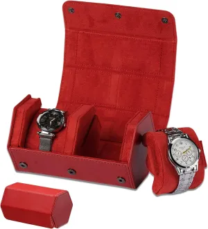 Watch Travel Case Portable Organizer - Luxury Watch Roll Travel Box Recycled Leather Watch Storage and Display for Men and Women