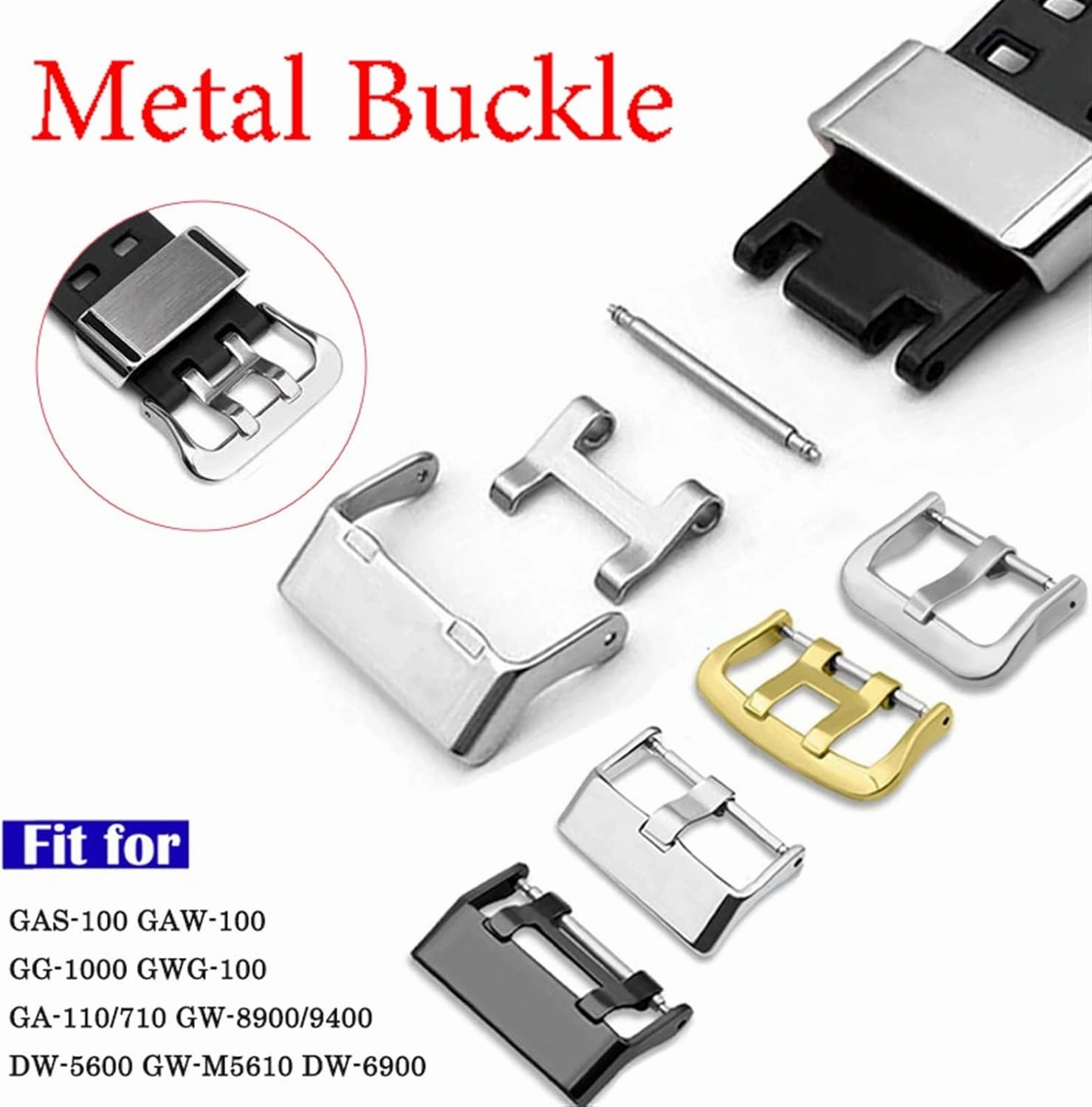 Watch Band Strap Buckle Fit for GA110/700 GW8900/9400 GG1000 DW5600/6900 GW-M5610 Bracelet Acessories Metal Clasp 19mm 21mm 22mm Clasp(A-silver-21mm)