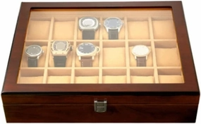 Watch Box Single For Men And Women Wooden Watch Box With Transparent Glass Top Cover 18-piece Watch Storage Box Lockable Jewelry Case Luxury Watch Case Display Organizer(Color:A)