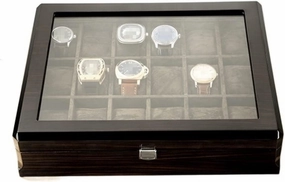 Watch Box Wooden Watch Box with Transparent Glass Top Cover 18-Piece Watch Storage Box Lockable Jewelry Case Watch Accessories (Color : OneColor, Size : 37.5 * 8.5 * 30.5cm)