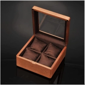 Watch Box Wooden Watch Box with Transparent Glass Top Cover, 4-Digit Storage Watch Box,Jewelry Storage Box Watch Accessories (Color : OneColor, Size : 17.5 * 17.5 * 8.5cm)