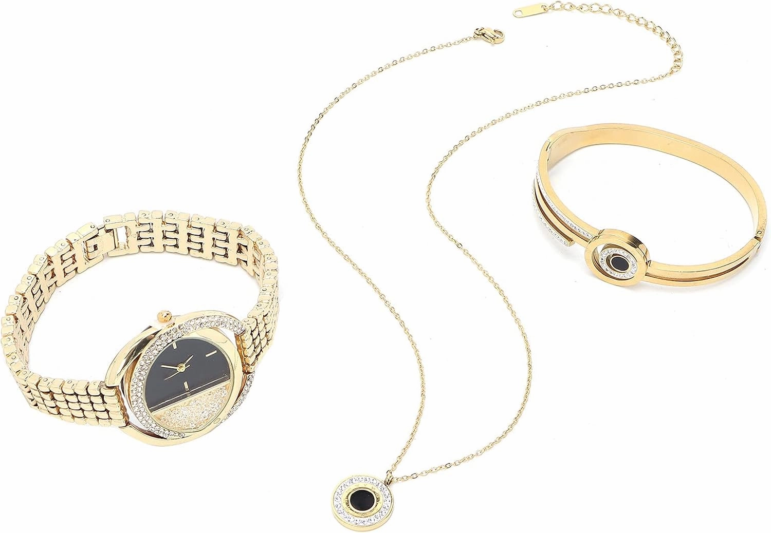 Watch Jewelry Set, Women Jewelry Set, Watch Bracelet Necklace Set Business Style Women Anniversary Birthday Jewelry Set