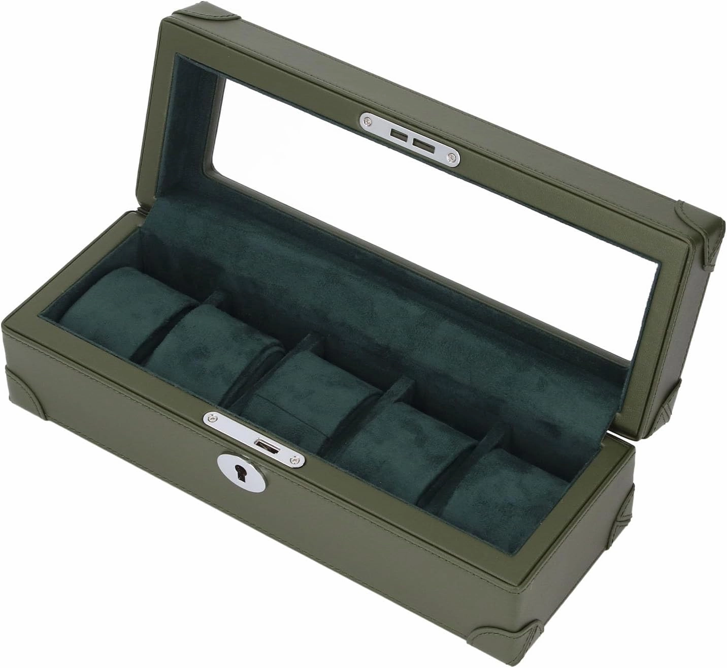 Watch Storage Holder, Microfiber Leather Soft Plush Lining Watch Box for Jewelry (Green)