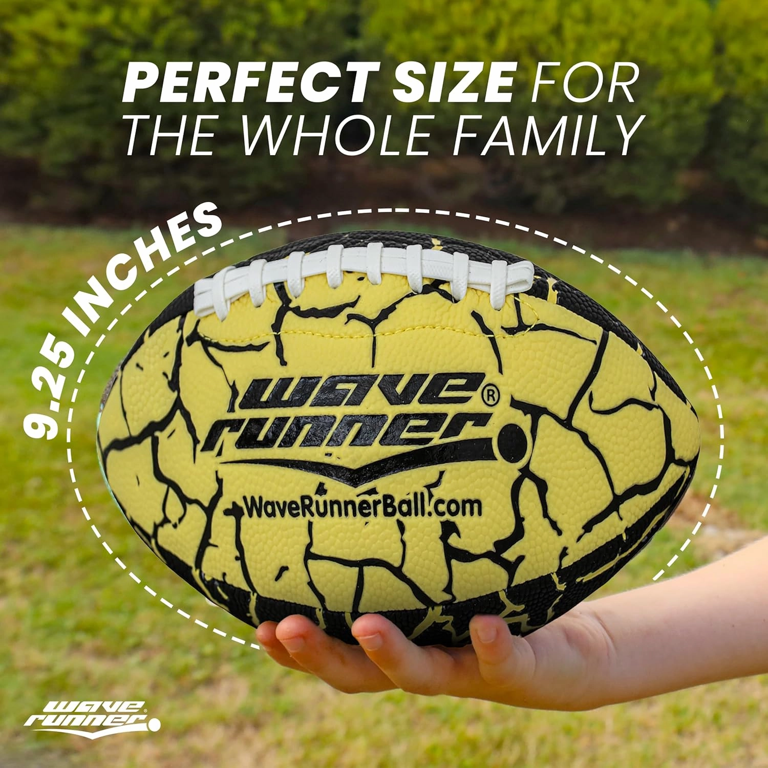 Wave Runner Grip It Waterproof Junior Size Football, 9.25 Size, Durable & Double Laced, Perfect for Beach Accessories, Kids Games, Pool Toys, Outdoor Games, All-Weather Indoor & Outdoor Play