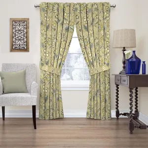 Waverly Brighton Blossom Decorative Window Treatment Rod Pocket Curtains for Living Room, Single Panel, 52" x 63", Flax