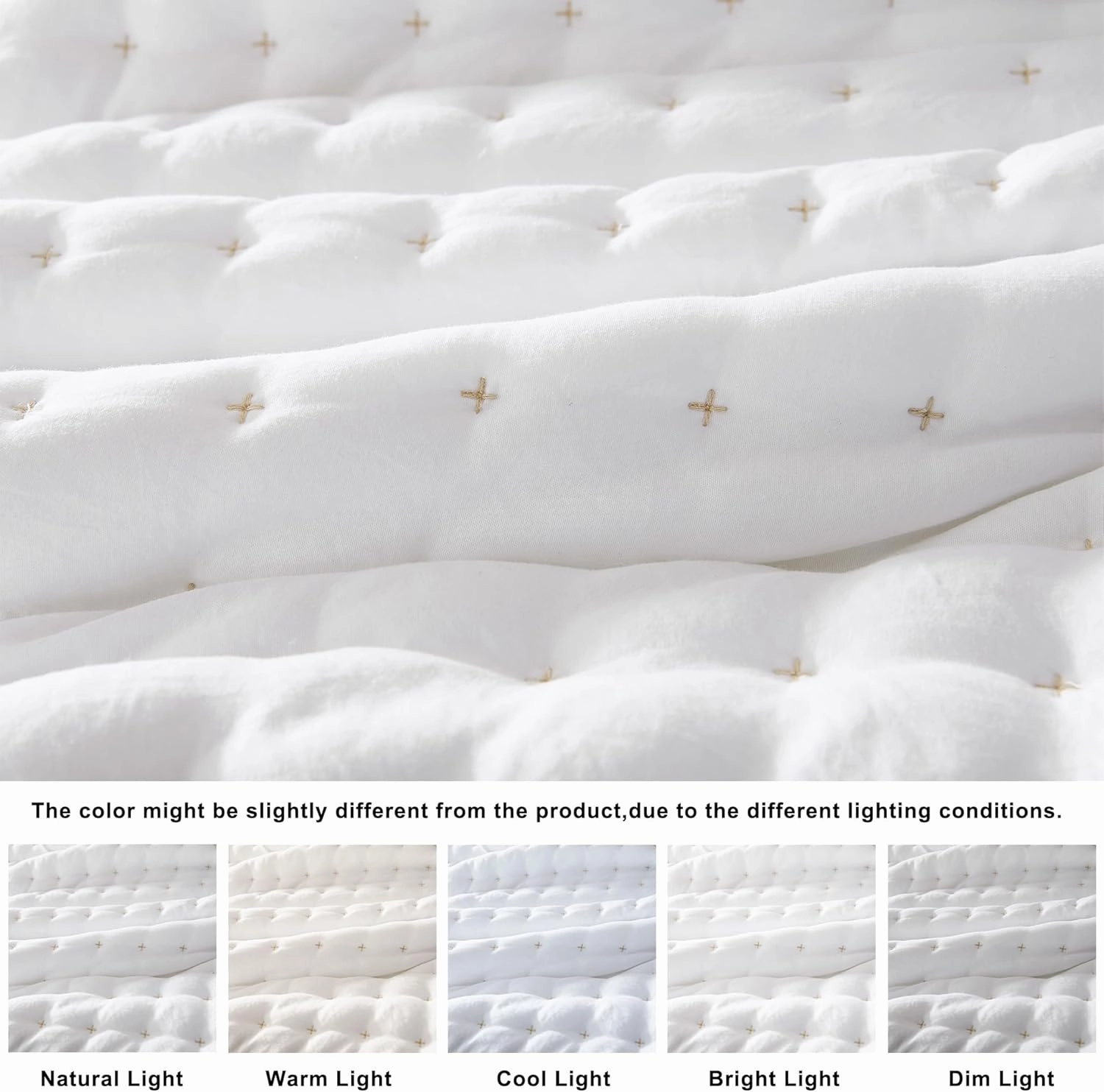WDCOZY White California Cal King Size Quilt Bedding Sets with Pillow Shams, Oversized Lightweight Soft Bedspread Coverlet, Quilted Blanket Thin Comforter Bed Cover, 3 Pieces, 118x106 inches