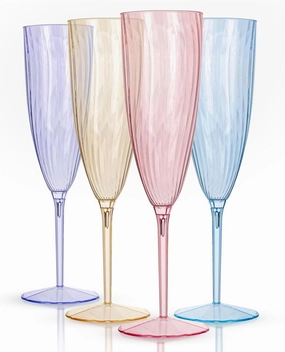 WDF 12PCS Colorful Plastic Champagne Flutes - 6 OZ Colorful Disposable Champagne Flutes - Perfect for Wedding/Parties/Birthday