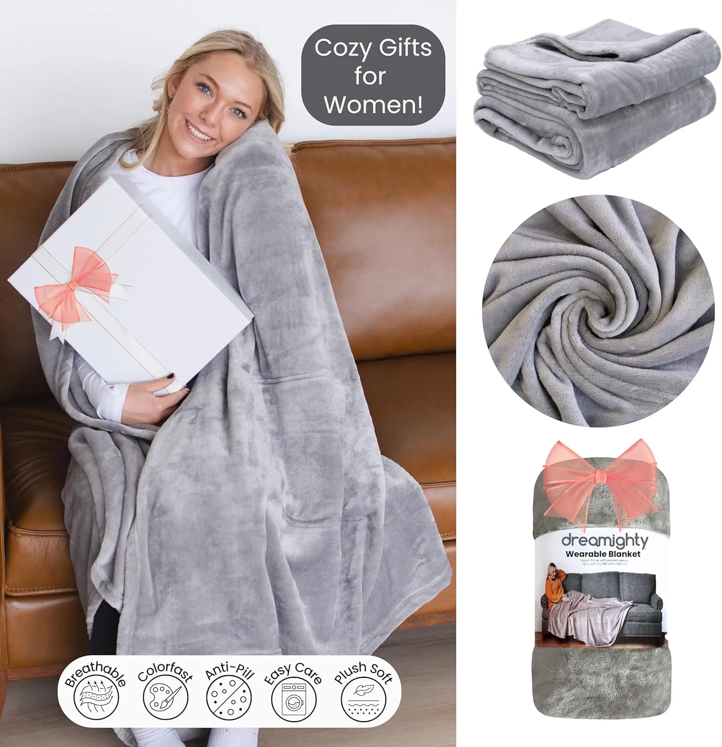 Wearable Blankets for Women - Mothers Day Gifts for Mom - Adult Wearable Blanket Men, Birthday Gifts for Women