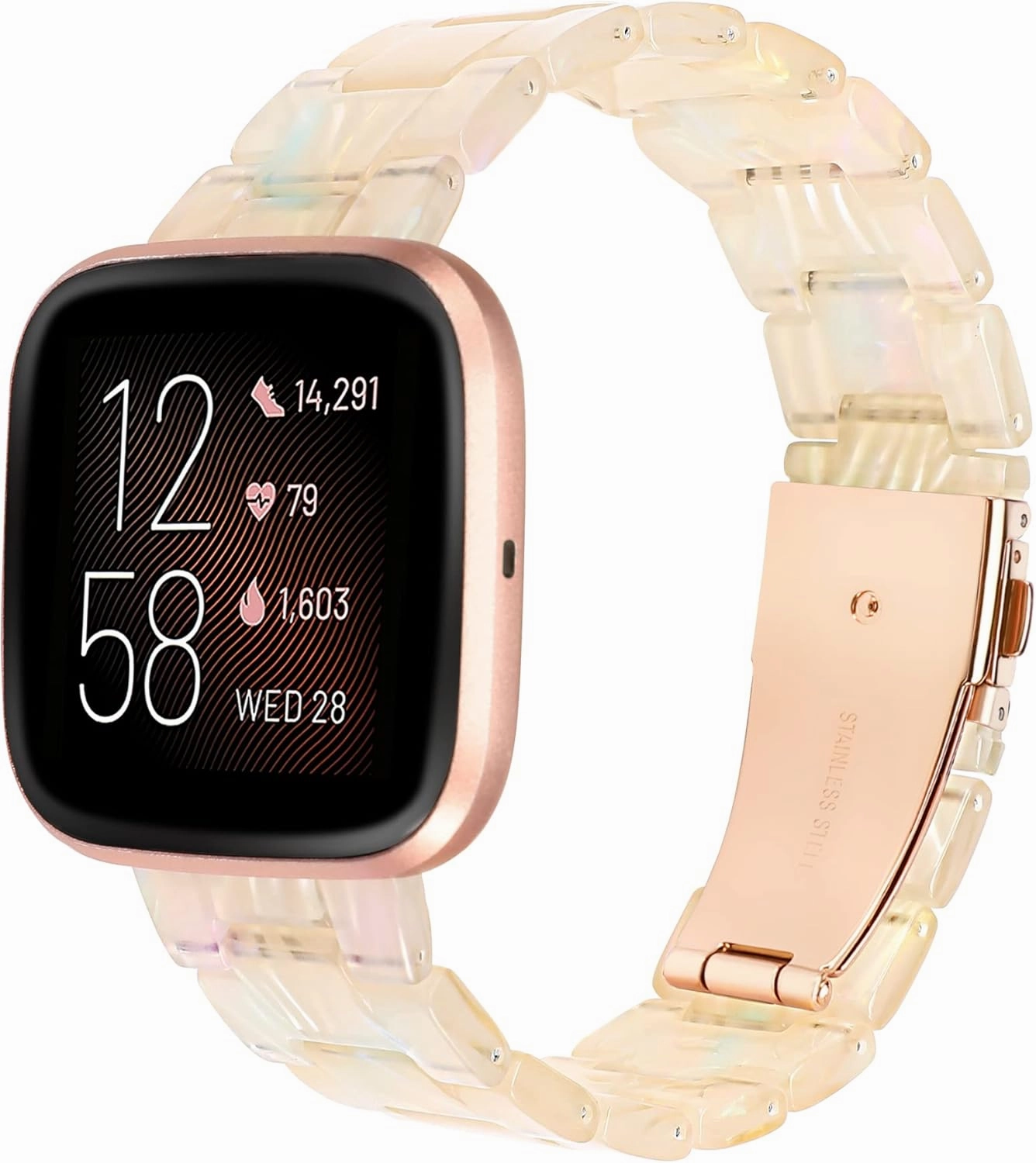 Wearlizer Resin Band Compatible with Fitbit Versa/Versa 2 /Versa Lite/Versa SE Bands for Women Men Lightweight Bracelet Replacement Wristband Strap for Versa 2 Smartwatch, Fluorescent White