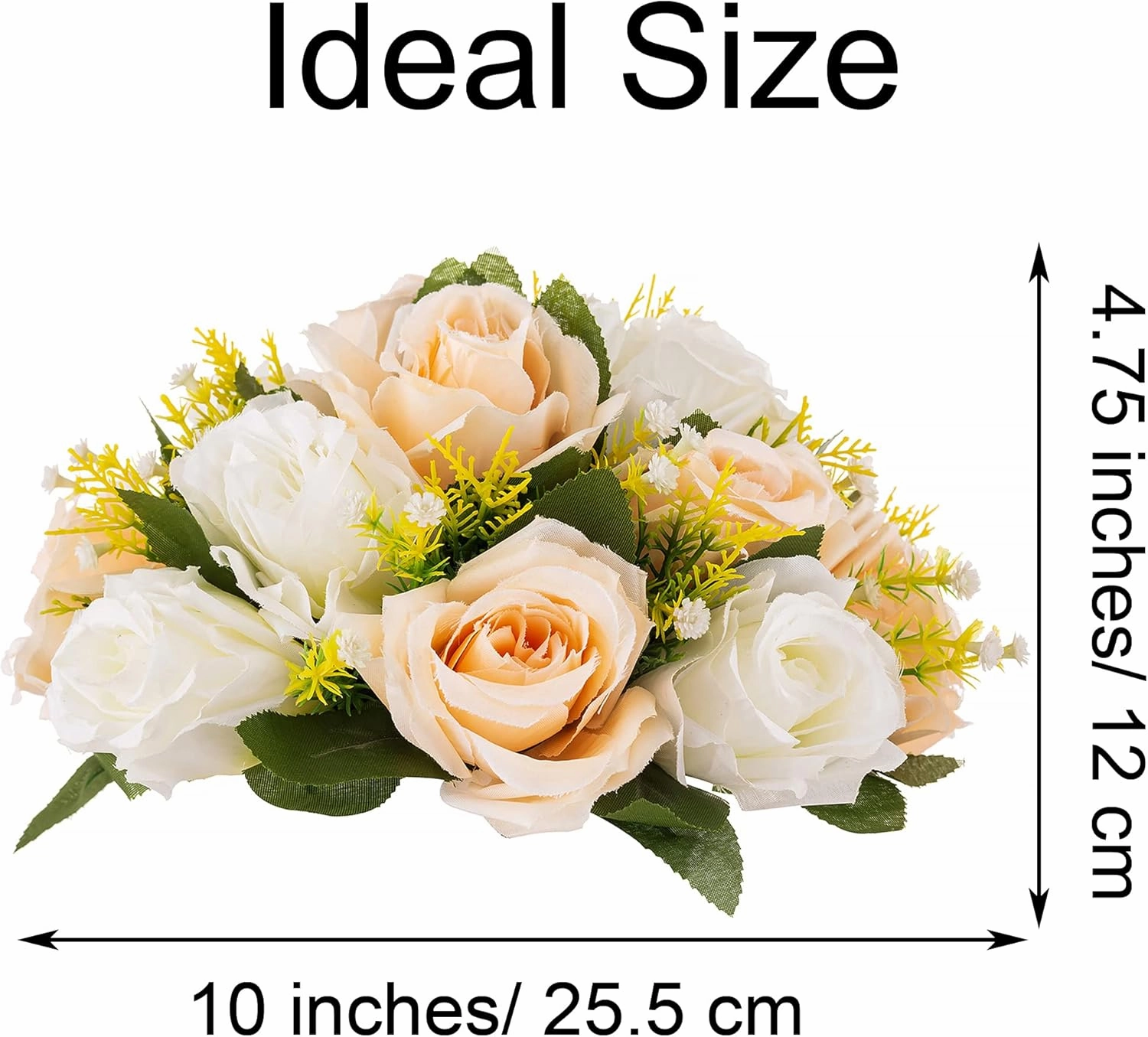 Wedding Flower Balls for Centerpieces - 2 Pcs Artificial Flower Ball Arrangement Bouquet, Fake Flowers Rose Balls for Weddings, Birthday Party, Home Decor, Peachy Champagne & White