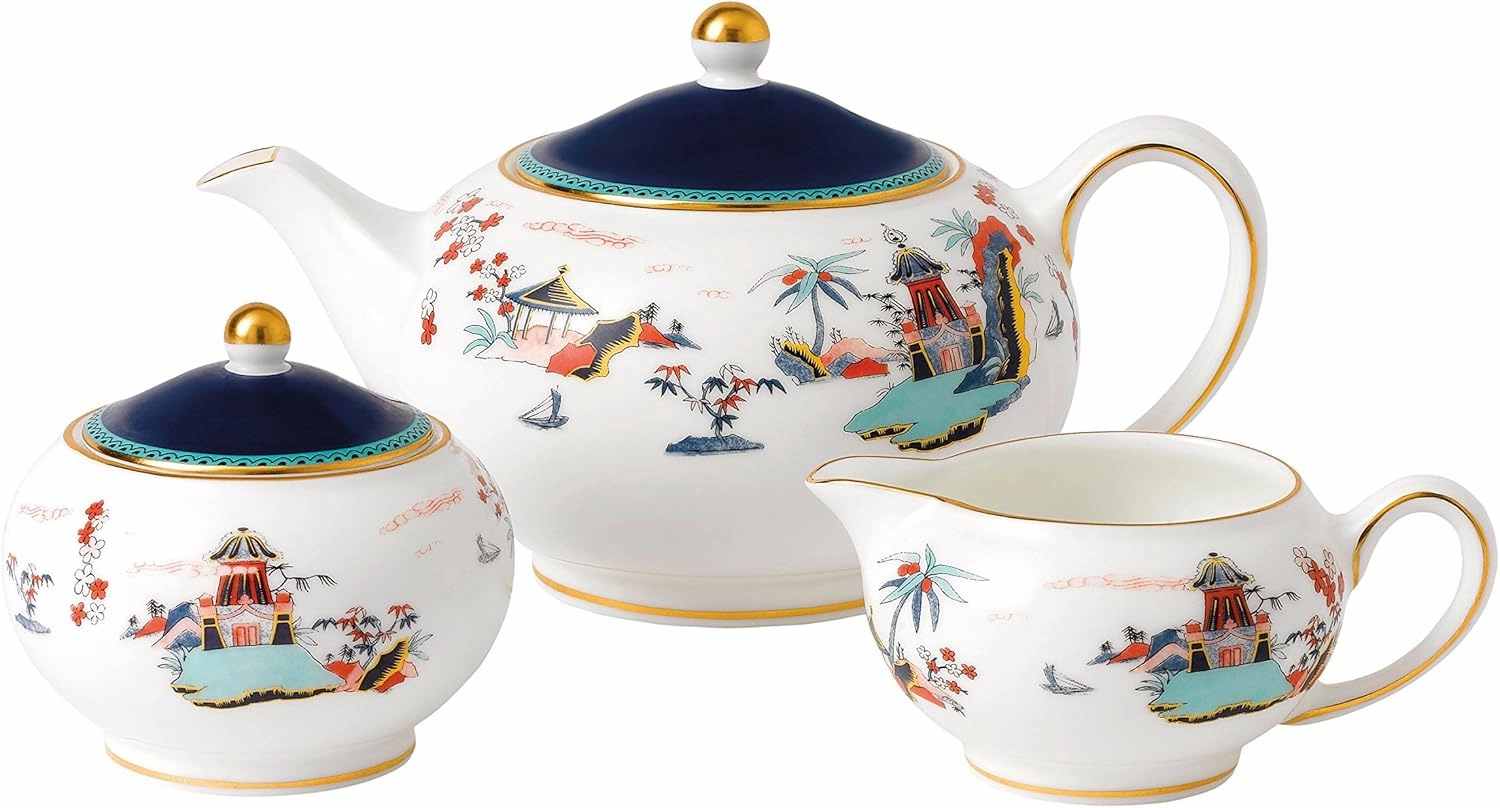 Wedgwood Wonderlust Blue Pagoda 3-Piece Tea Set