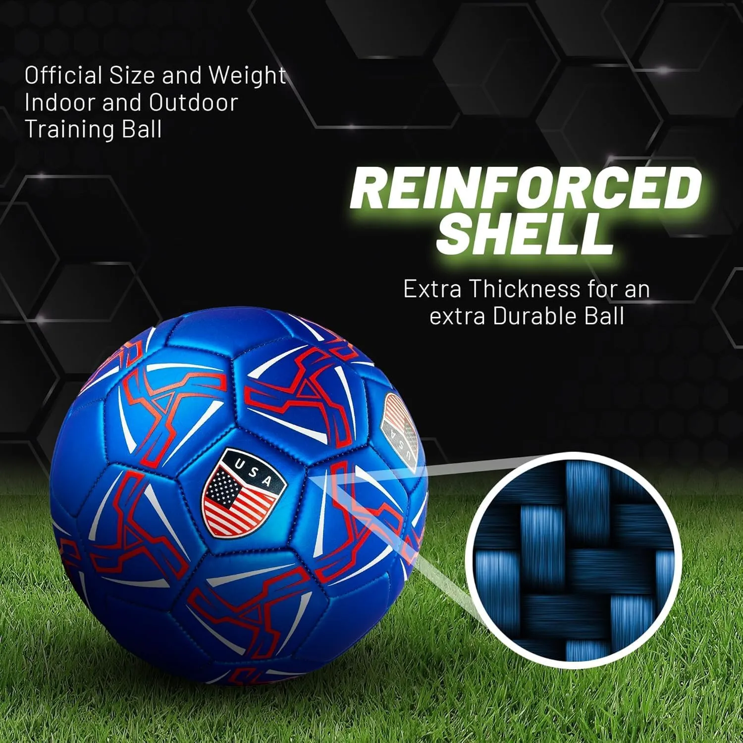 Western Star Soccer Ball USA Size 3 & Size 4 & Size 5 - Official Match Weight - 4 Colors - Youth & Adult Soccer Players - Attractive and Durable Design