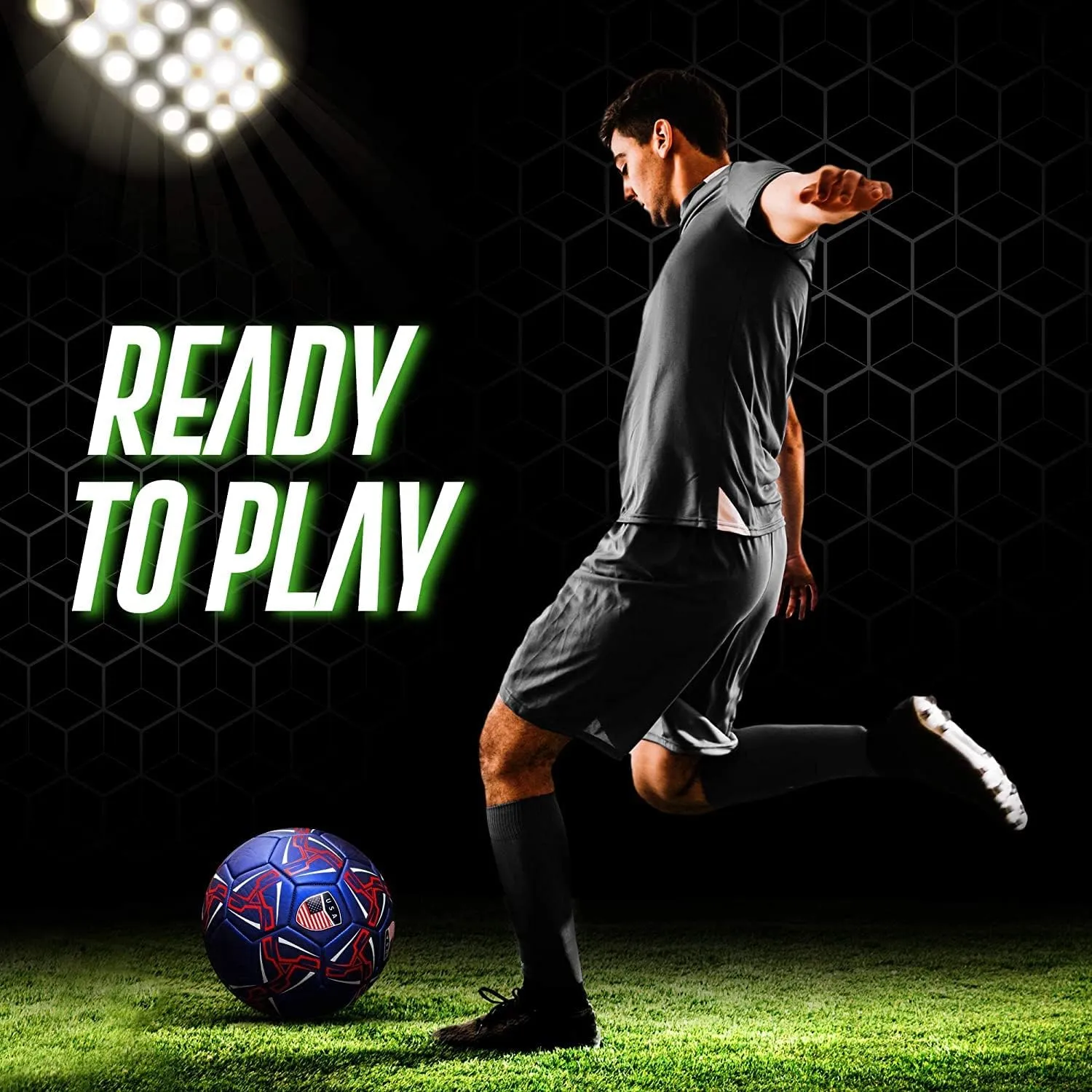 Western Star Soccer Ball USA Size 3 & Size 4 & Size 5 - Official Match Weight - 4 Colors - Youth & Adult Soccer Players - Attractive and Durable Design