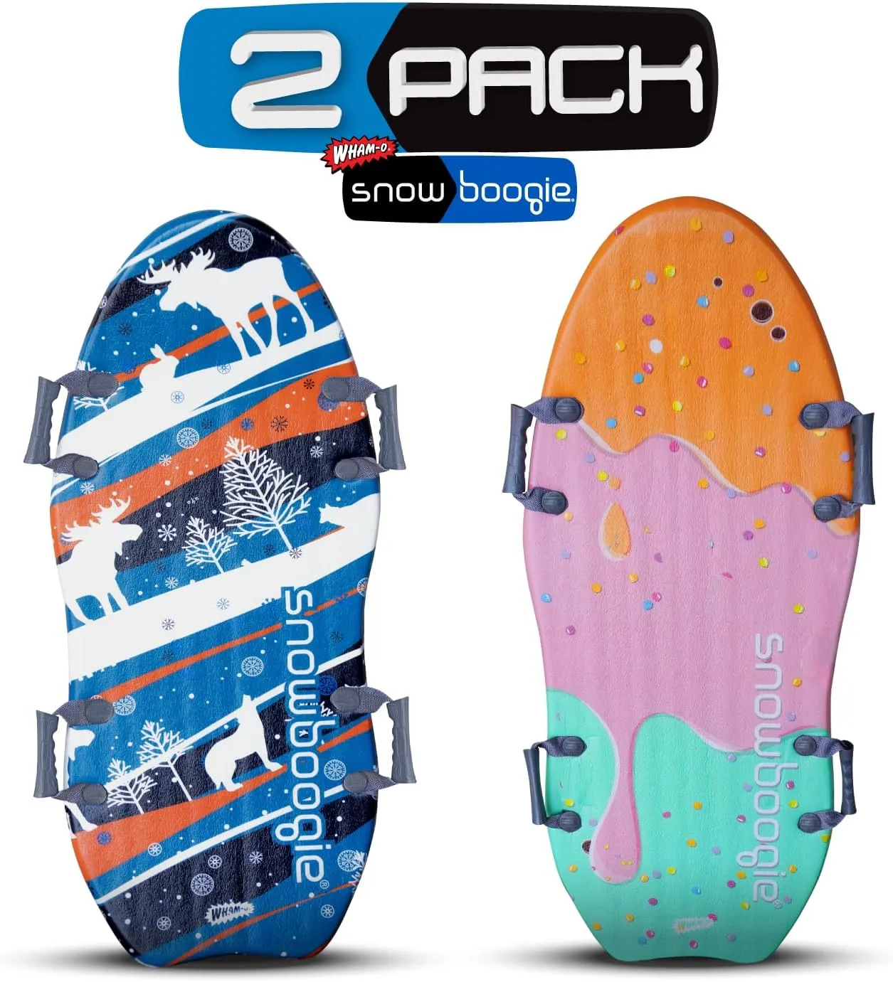Wham-O Snowboogie Alpine Rocket 48" | Double Rider Foam Snow Sleds | PE Foam Core Sled with Soft Handles | Slick Bottom for Speed & Control | Snow Sledding for Adults & Children