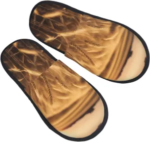 Wheat Field Furry Slippers For Home, Hotel & Office - Plush & Eva, Cozy Indoor Cotton L Sizes
