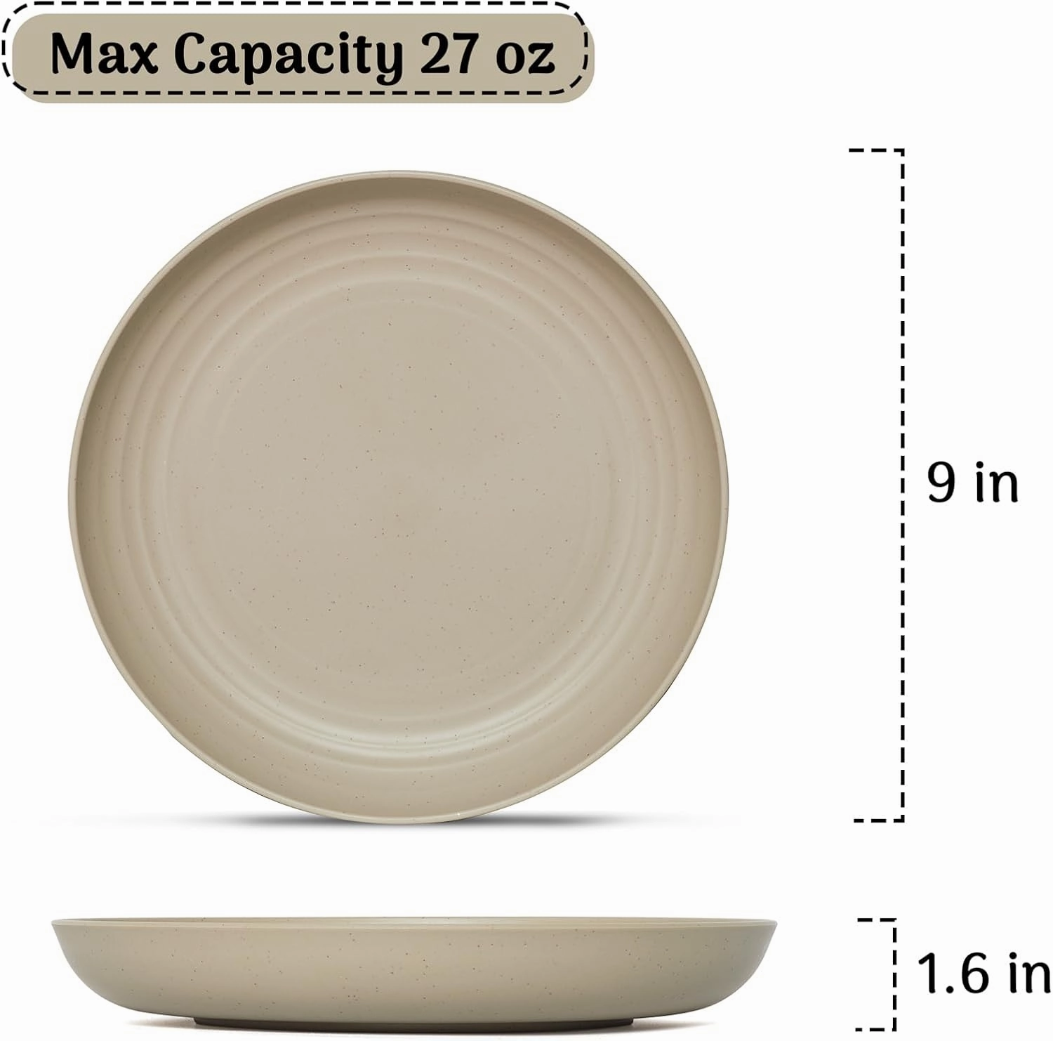 Wheat Straw Plate, Unbreakable Dinner Plates Set of 12/8, Dishwasher & Microwave Safe Plastic Plates Reusable, Lightweight Plates for kitchen (Simplicity, 9 IN)