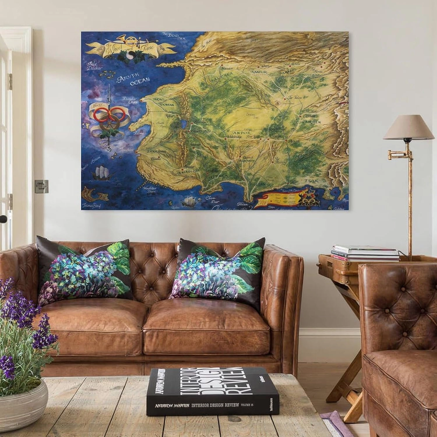 Wheel of Time Fantasy World Map Immersive Exploration of The Mysterious Kingdom Animals Motivational Words Canvas Wall A