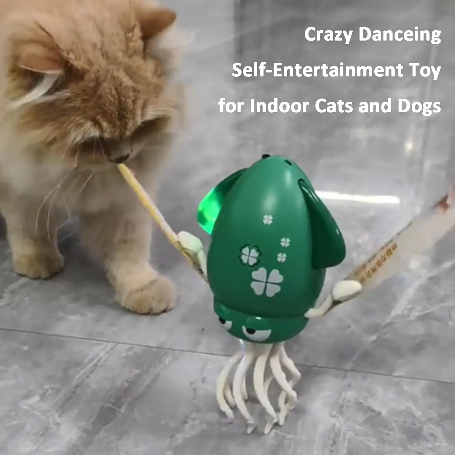 Wiggly Wonder Octopus, Smart Tentacle Explorer, Magical Electric Dancing Octopus Toy, Dancing Squid Toy, Playful Crawling Toys, Crazy 8 Leg Auto Dance, Rechargeable with Flashing Lights (Green)