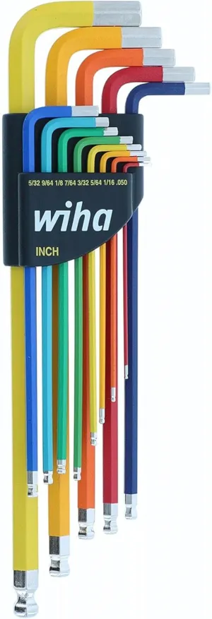 Wiha 13 Piece Ball End Color Coded Hex L-Key Set - Inch