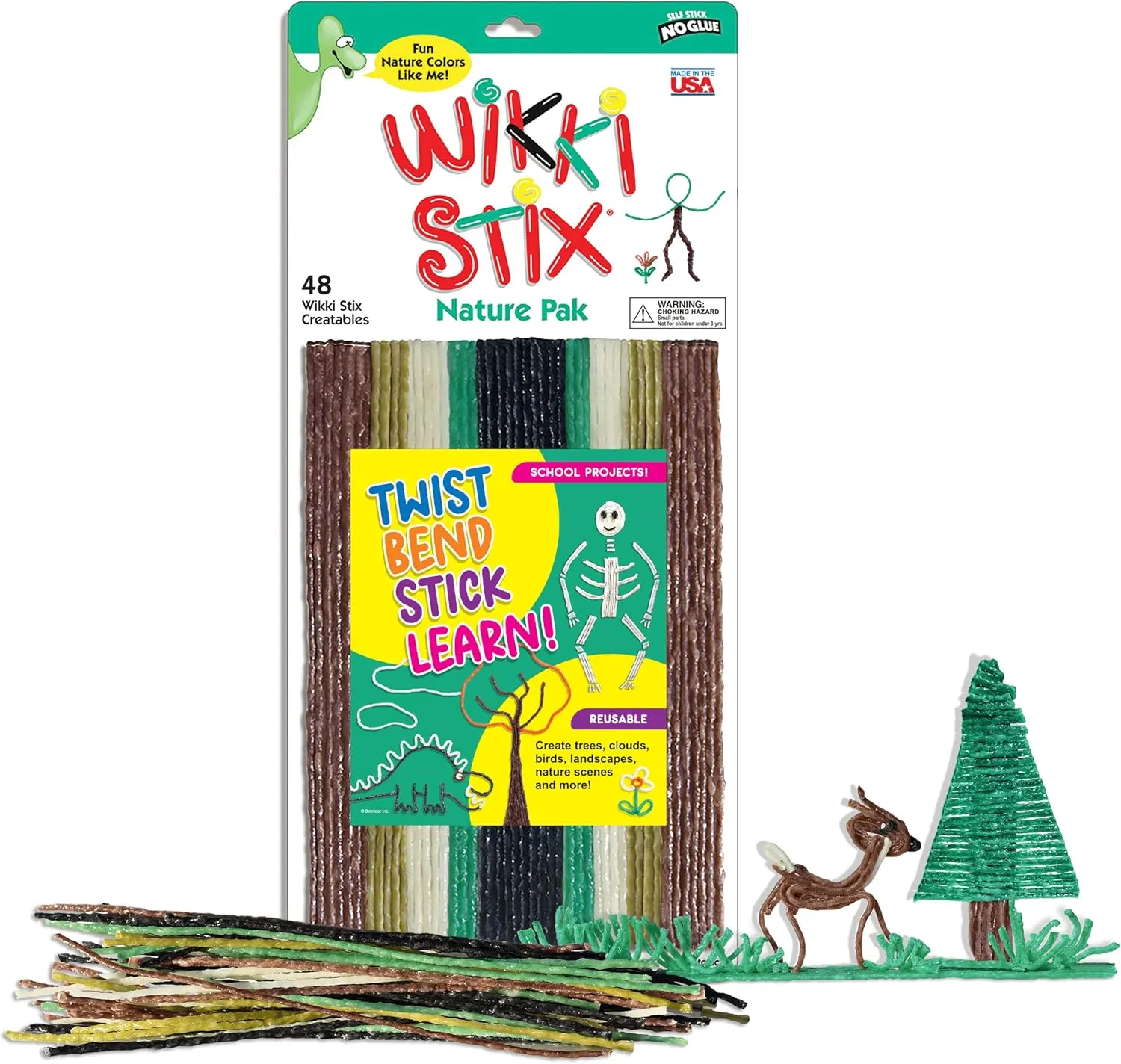 Wikki Stix Arts and Crafts for Kids Triple Play Pack, Non-Toxic, Waxed Yarn, Fidget Toy, Reusable Molding and Sculpting Playset, American Made, 3 Color Sets, 144 Count