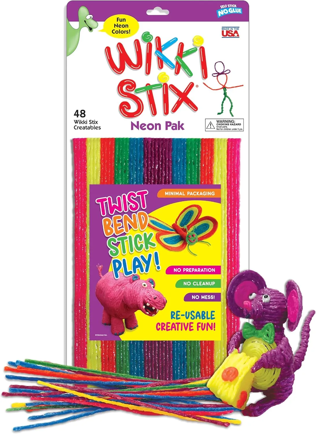Wikki Stix Arts and Crafts for Kids Triple Play Pack, Non-Toxic, Waxed Yarn, Fidget Toy, Reusable Molding and Sculpting Playset, American Made, 3 Color Sets, 144 Count