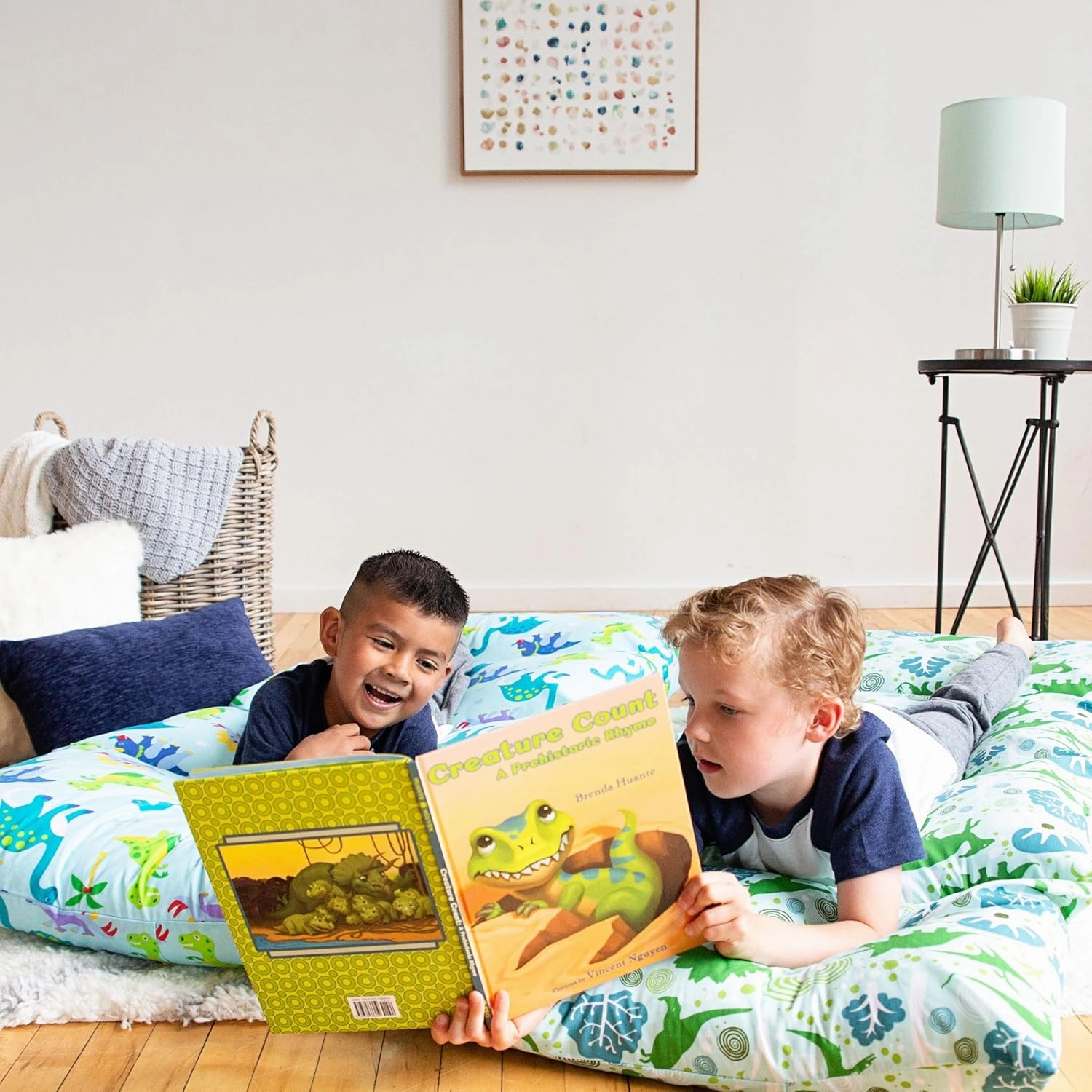 Wildkin Kids Floor Lounger – Pillow Lounger, Travel-Friendly, Ideal for Sleepovers, Fits Standard Pillows - Dinosaur Land