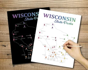 Wisconsin State Parks Scratch Off Map, 11x14 Wisconsin Poster, Bucket List, State Park Tracker, Scratch Art Color Reveal (Black)
