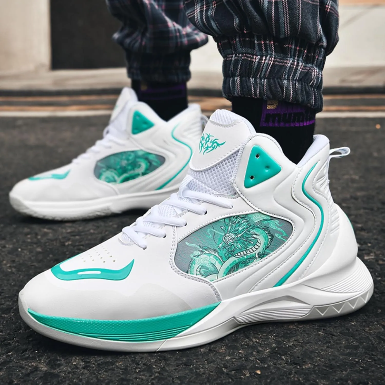 Womens High Top Chinese Stylish Basketball Shoes Comfortable Lace Up Athletic Sports Running Sneakers Non-Slip Soft Tennis Walking Shoes