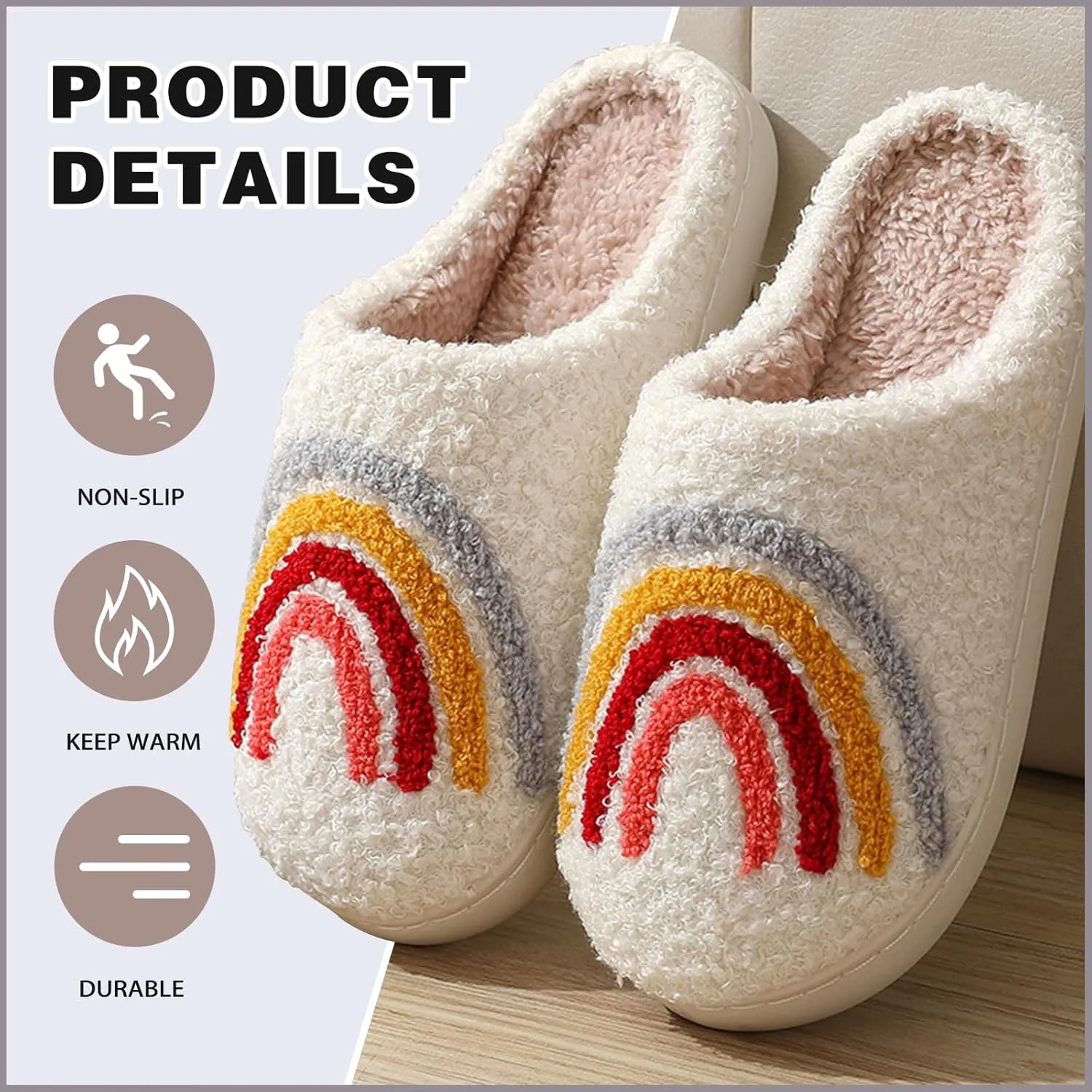 Women's Men's Cute Frog Slippers Fuzzy Memory Foam Kawaii Cartoon Animal Slippers Winter Warm Fluffy Shoes Rainbow slippers