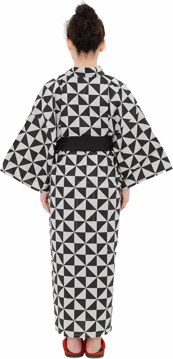 Womens Uroko Yukata, Lightweight Summer Robe, 100% Cotton, Made in Japan