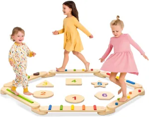 Wooden Balance Beams for Kids 3-5 Years, 6 PCS Balance Board and Sensory Pads, Sensory Toys Stepping Stones for Kids
