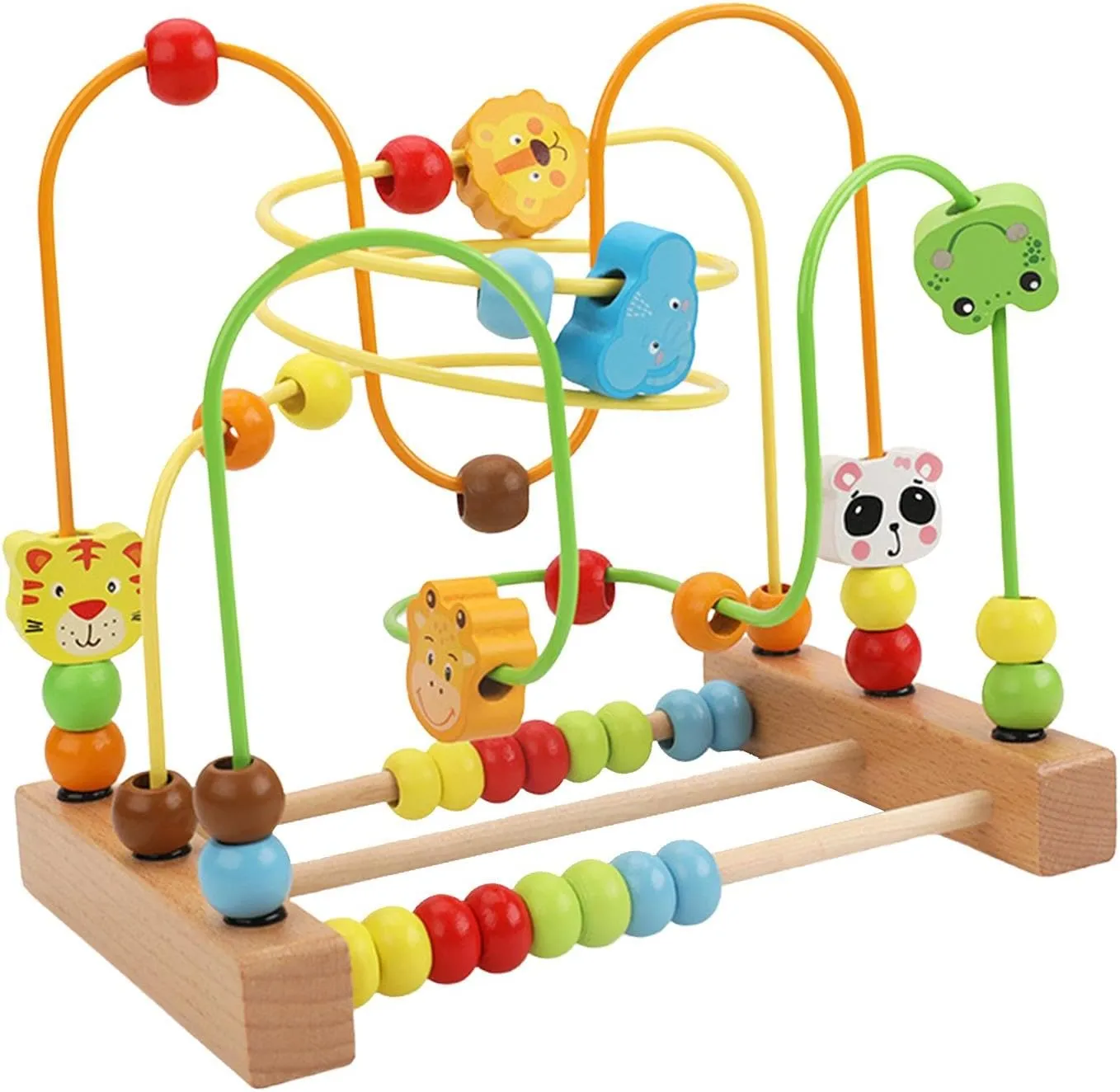 Wooden Bead Maze, Developmental Toy, Spatial Reasoning, Fruits Shapes, Grasping Ability, Beads, Roller Toy, Animal, 22.5x15x20.5cm