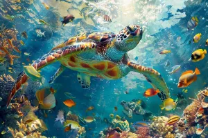 Wooden Jigsaw Puzzles Fish and Turtles 500 Piece Colorful Artwork Jigsaw Puzzle for Adults Fun and Challenging Brain Exercise for Puzzle Enthusiasts Ideal Gift for Women Men 20.5x15 Inch