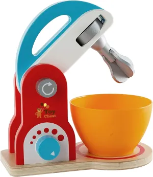 Wooden Kitchen Food Mixer Toy - Playfully Delicious Mighty Mixer - Colorful Pretend Play Cookie Baking Mixer Set - Wooden Play Kitchen Set Toys for Kids Preschoolers