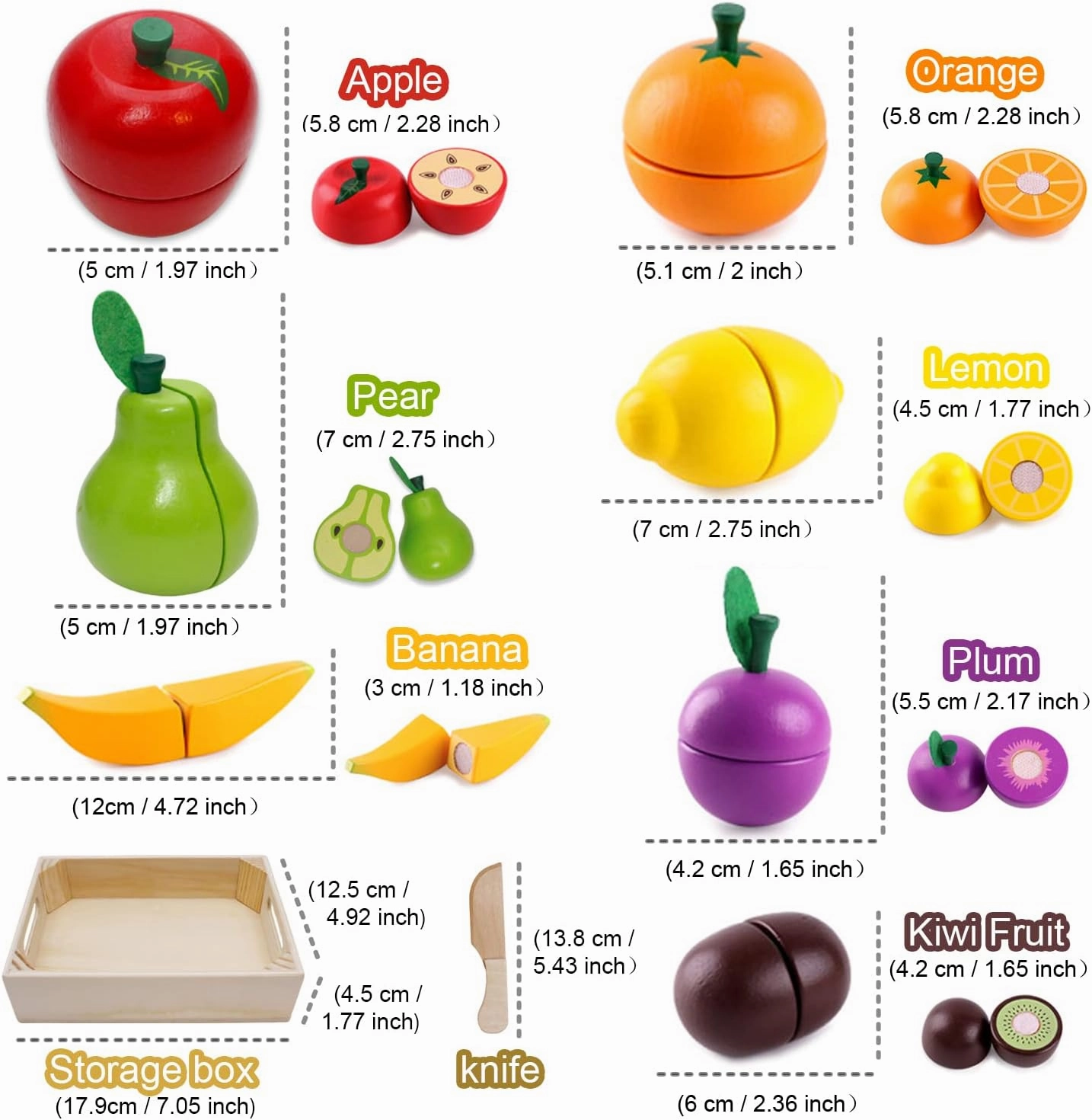 Wooden Play Food for Kids Kitchen Cutting Fruits Toys for Toddlers Pretend Vegetables Gift for Boys Girls Educational Toys