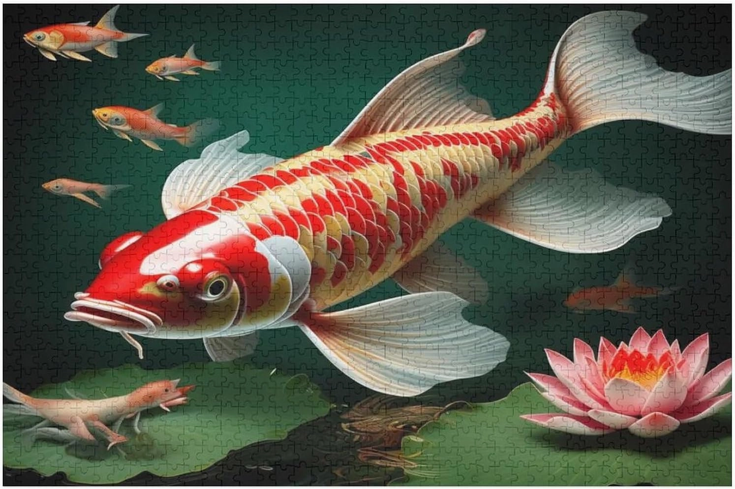 Wooden Puzzle - Lotus Koi Fish Wooden Puzzles for Adults 1000 Pieces，Challenge Puzzles，Educational Games，Family Puzzles，Unique Gifts for Wall Art ，Funny Puzzles
