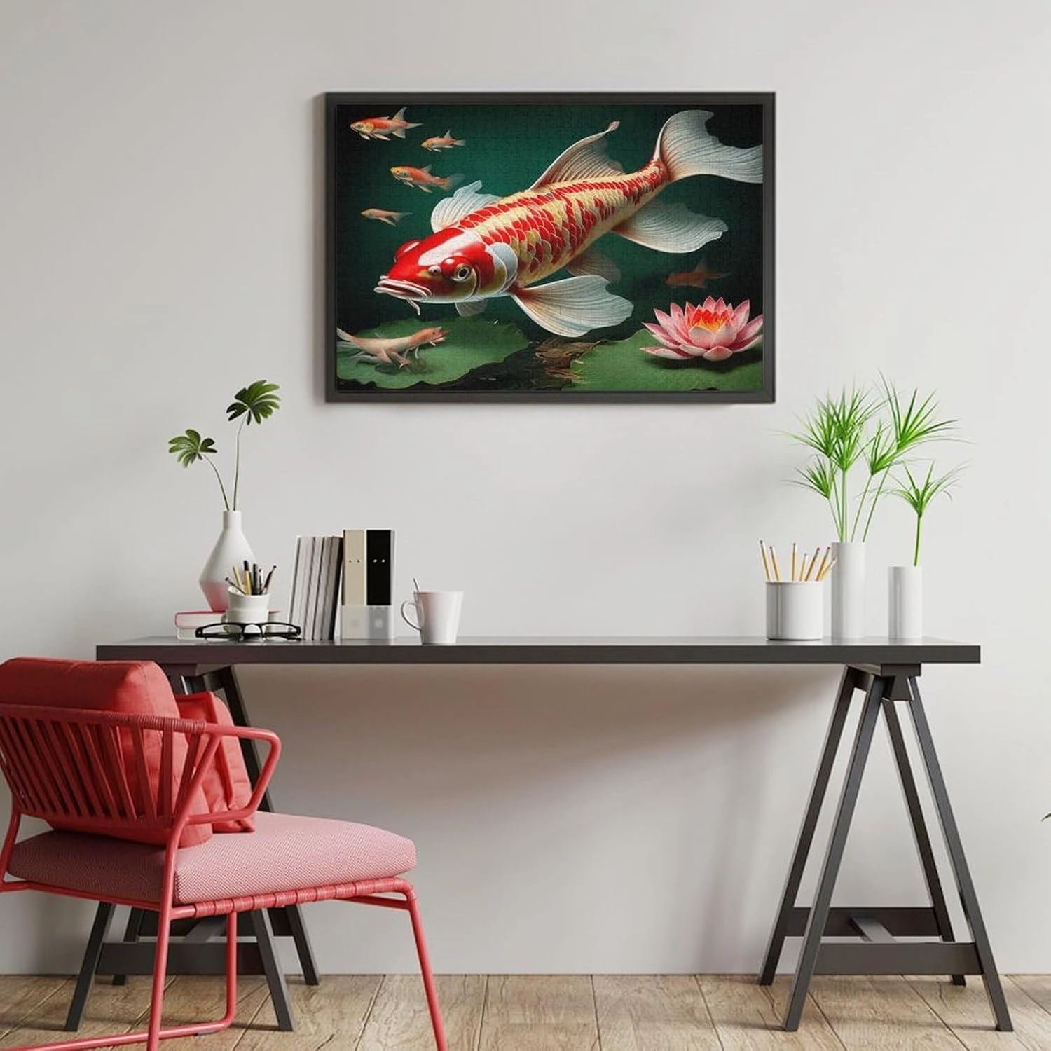Wooden Puzzle - Lotus Koi Fish Wooden Puzzles for Adults 1000 Pieces，Challenge Puzzles，Educational Games，Family Puzzles，Unique Gifts for Wall Art ，Funny Puzzles