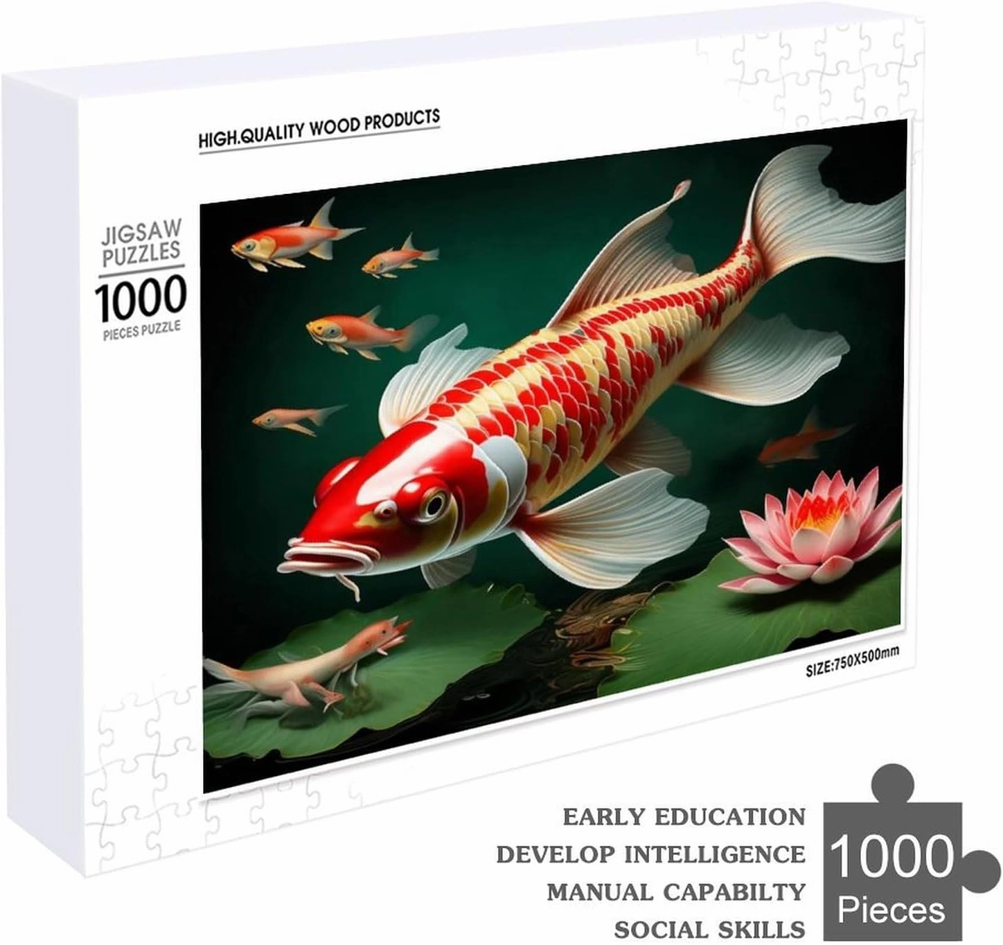 Wooden Puzzle - Lotus Koi Fish Wooden Puzzles for Adults 1000 Pieces，Challenge Puzzles，Educational Games，Family Puzzles，Unique Gifts for Wall Art ，Funny Puzzles