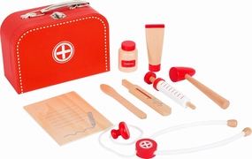 Wooden Toys Doctor's Kit Play Set incl. Syringe, Stethoscope, Thermometer and Much More Designed for Children Ages 3  Years