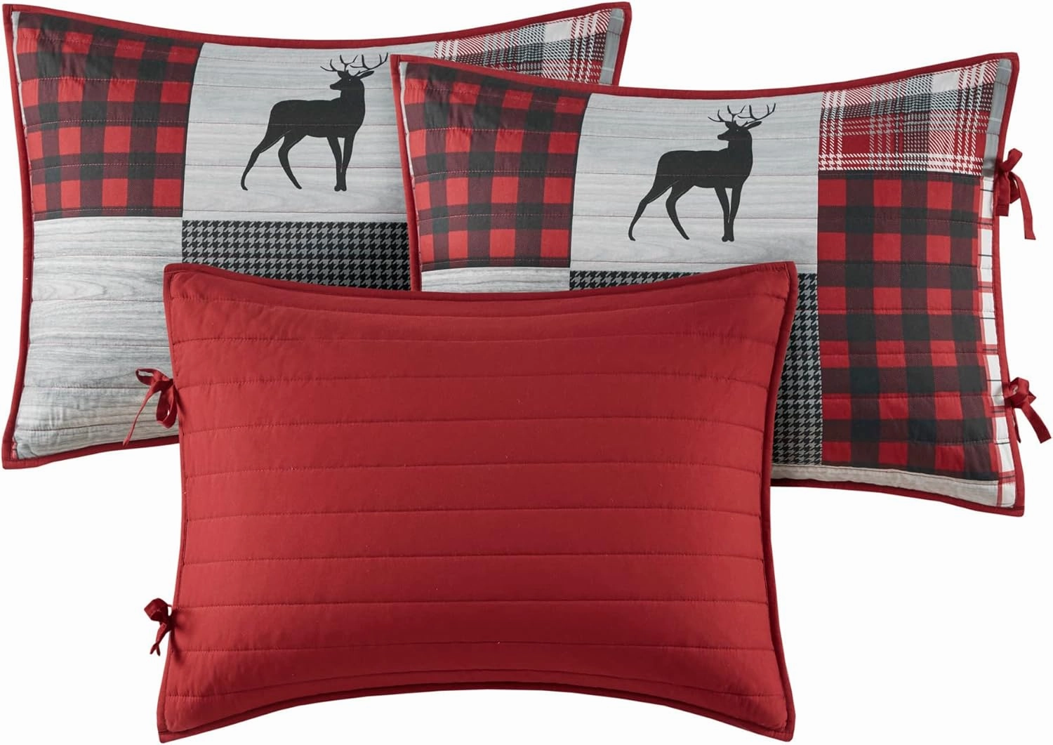 Woolrich Daybed Cover Set - Cabin Lifestyle, Patchwork with Moose Design All Season, Lightweight and Breathable Cozy Bedding Layer with Bedskirt, Matching Shams, 39" W x 75" L, Woodshed Red 5 Piece