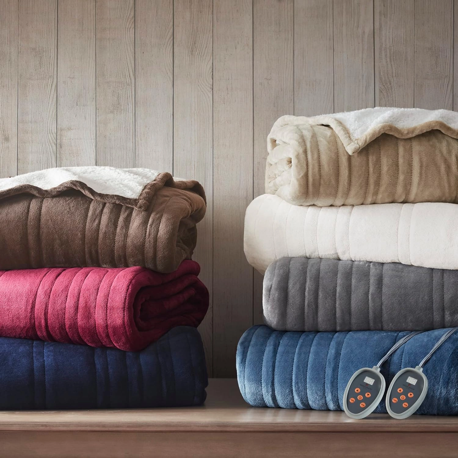 Woolrich Heated Plush to Berber Electric Blanket Throw Ultra Soft Knitted, Super Warm and Snuggly Cozy with Auto Shut Off and Multi Heat Level Setting Controllers, Twin: 62x84, Tan