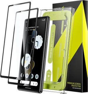 WSKEN for Google Pixel 7a Screen Protector [Auto-Dust Removal] [Fingerprint Compatible] Full Coverage Screen 2.5D Edge 10s HD Tempered Glass Film with Installing House 5G 6.1 inch 2023,2 Pack