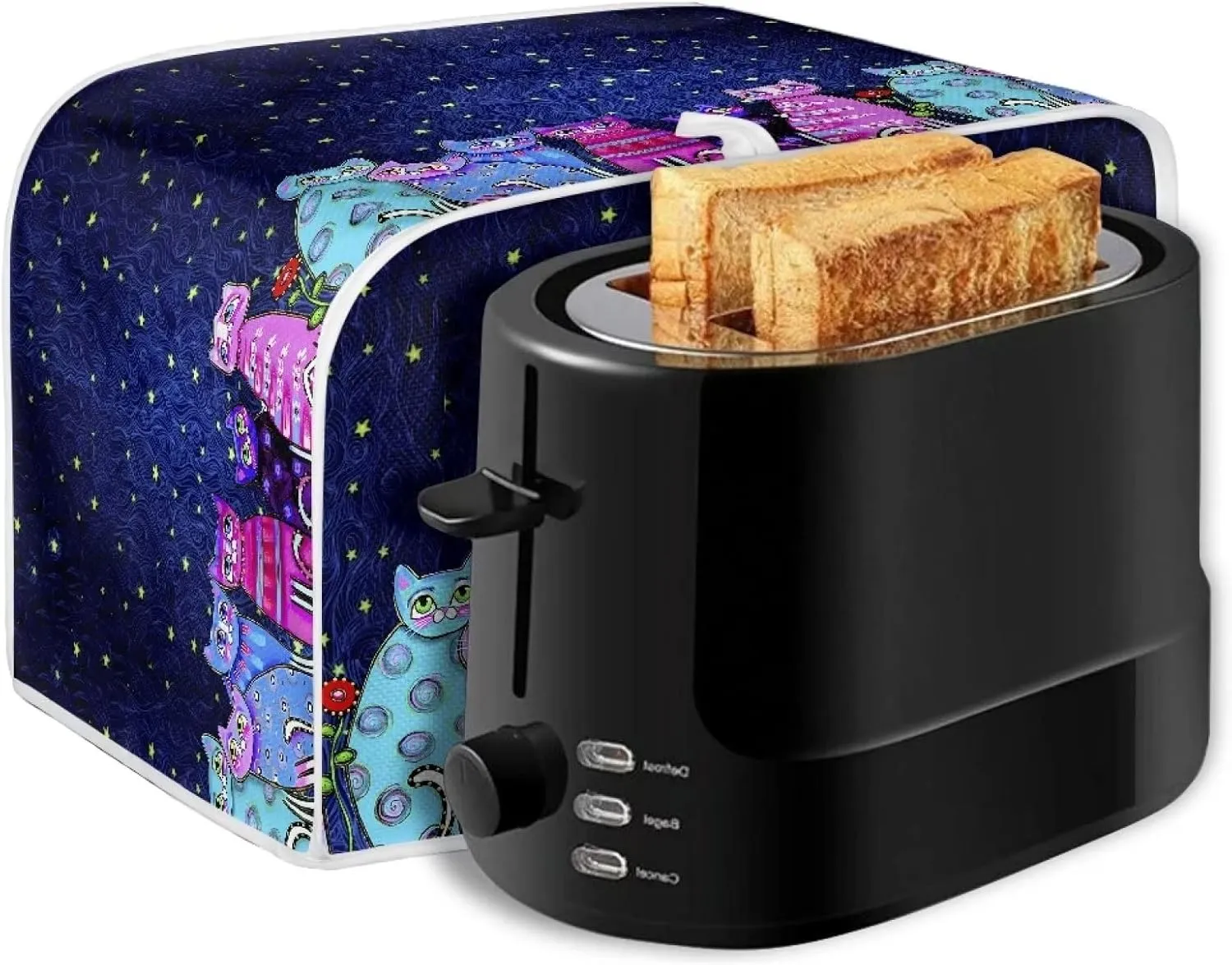 Xoenoiee Colorful Cats Pattern Toaster Cover 2 Slice Small Appliance Covers Organizer Toaster Bag Bread Maker Cover Washable Toaster Oven Cover, S