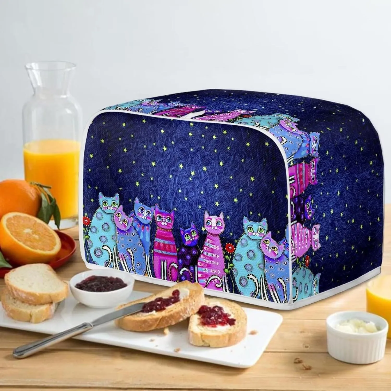 Xoenoiee Colorful Cats Pattern Toaster Cover 2 Slice Small Appliance Covers Organizer Toaster Bag Bread Maker Cover Washable Toaster Oven Cover, S